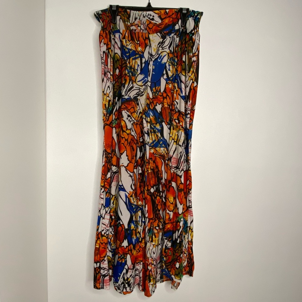 Funky Colourful Abstract Pattern Stetch Wide Leg Pants Size M